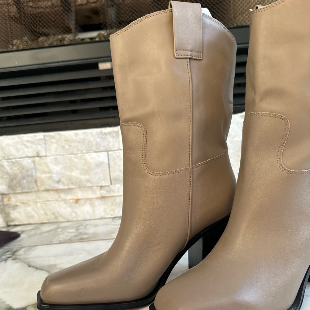 Franco Sarto Womens Valor Leather Square Toe Mid-Calf Boots - Picture 6 of 6